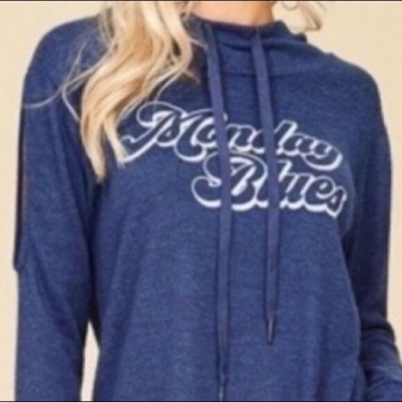 “Monday Blues” Graphic Hooded Sweatshirt - Picture 6 of 12